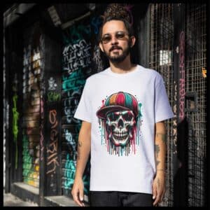 T-SHIRT | Skull and Colorful Cap